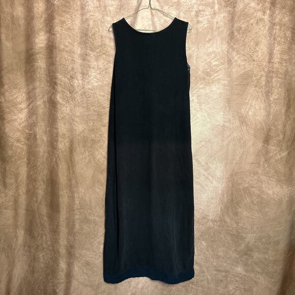 Vintage 90s Black Sleeveless Patchwork Garden Seed Packet Shift Dress Cottage - Picture 6 of 11